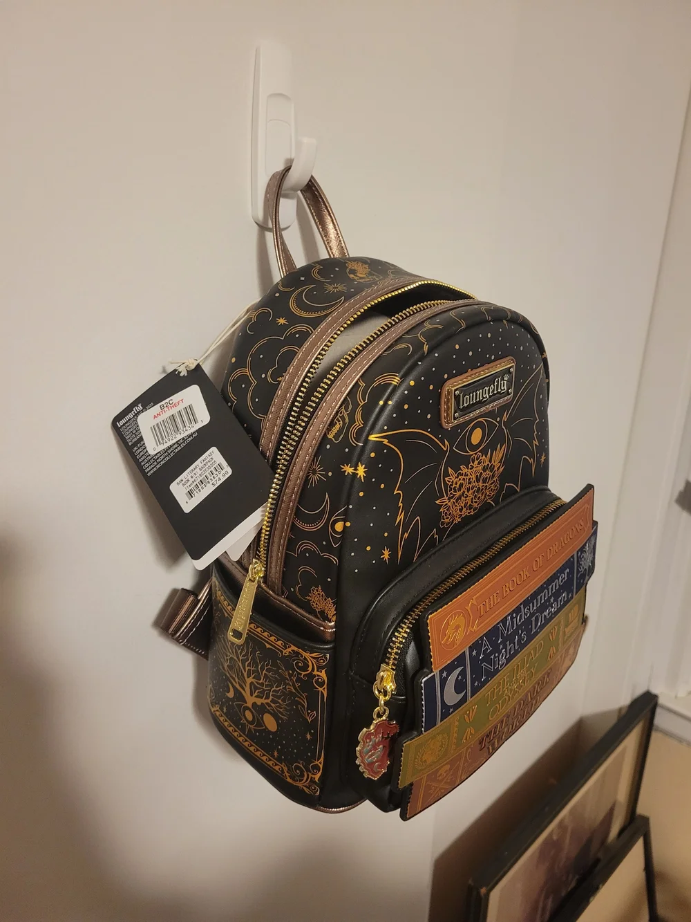 Loungefly Black & Gold Book Stack Mini Backpack